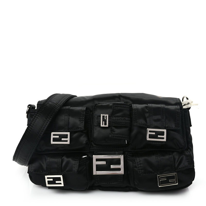  Fendi Econyl Cuoio Romano Multipocket Baguette Black