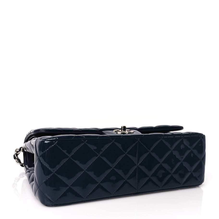 Chanel Patent Quilted Jumbo Double Flap Navy Image 3