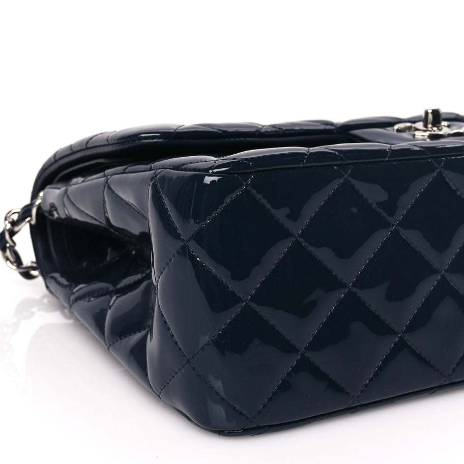 Chanel Patent Quilted Jumbo Double Flap Navy Image 8