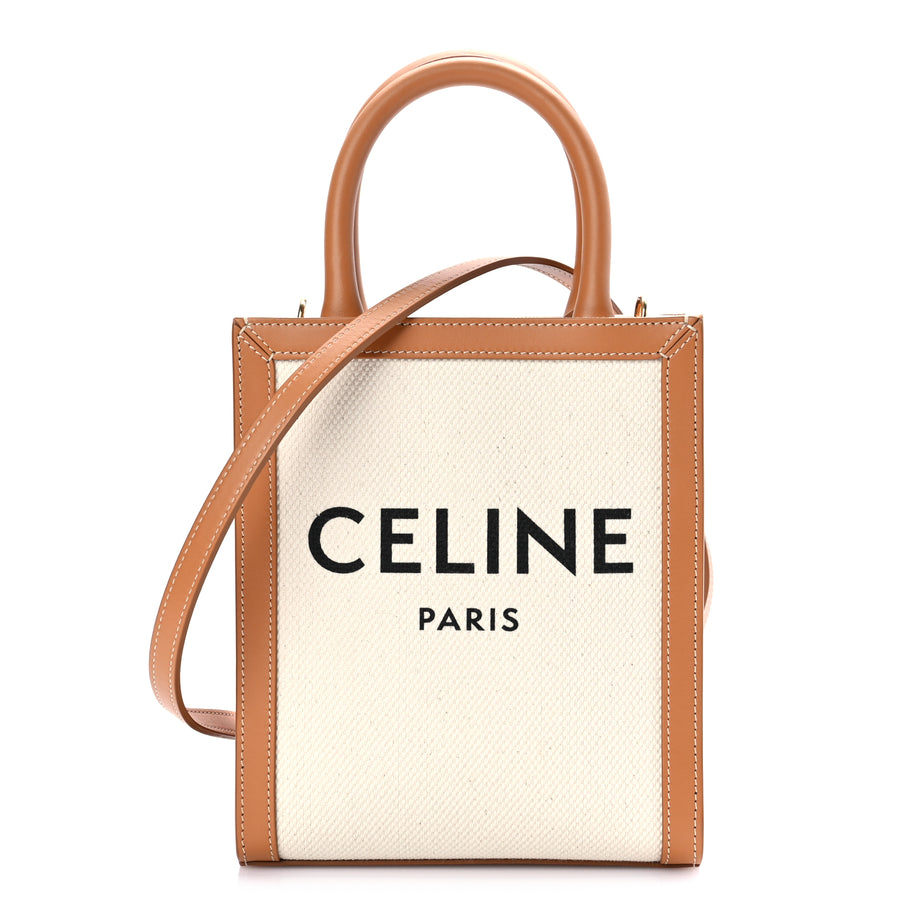 Celine Canvas Calfskin Mini Vertical Cabas Natural Tan Image 1