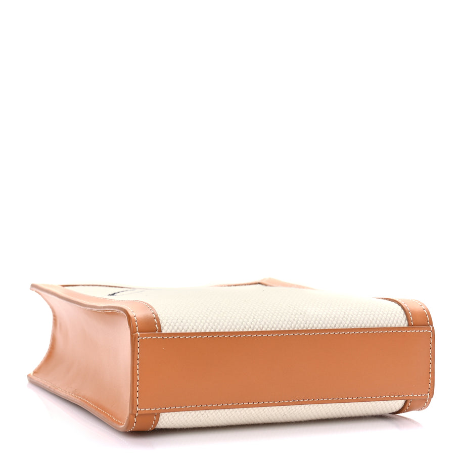 Celine Canvas Calfskin Mini Vertical Cabas Natural Tan Image 16
