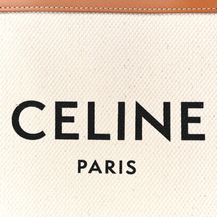 Celine Canvas Calfskin Mini Vertical Cabas Natural Tan Image 14
