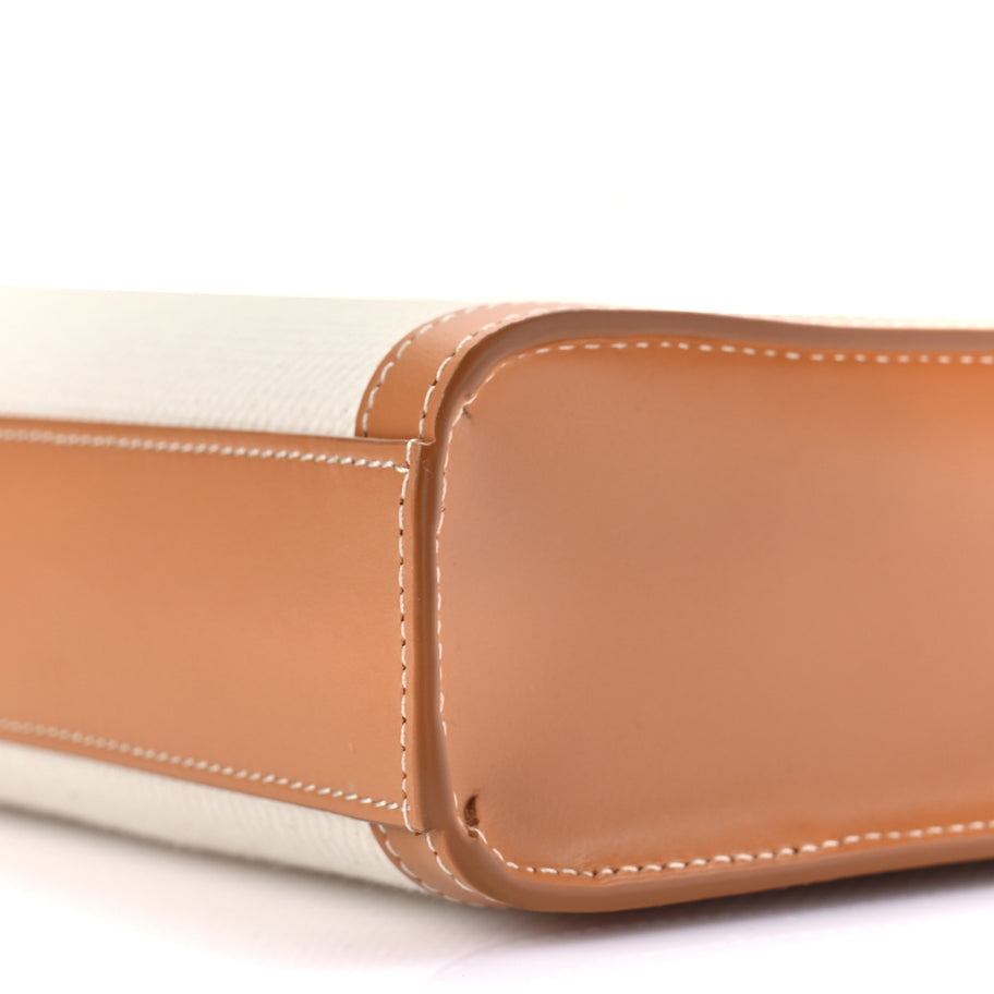 Celine Canvas Calfskin Mini Vertical Cabas Natural Tan Image 10