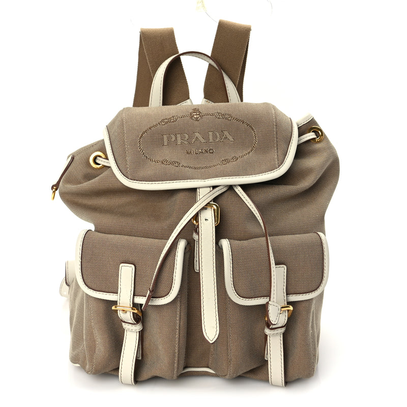  Prada Jacquard Logo Rucksack Backpack  Talco