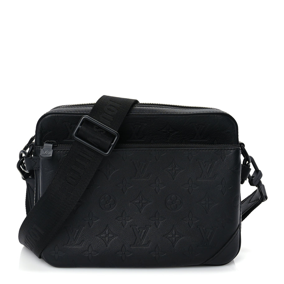 Louis Vuitton Calfskin Monogram Shadow Trio Messenger  Black Image 1