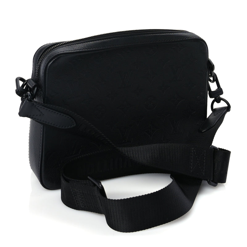  Louis Vuitton Calfskin Monogram Shadow Trio Messenger  Black