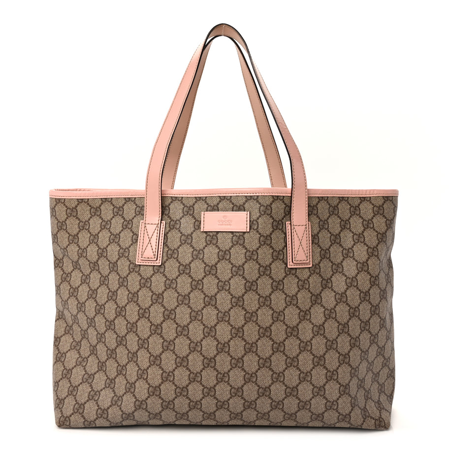 Gucci GG Supreme Monogram Medium Zippered Shopping Tote Pink Image 1