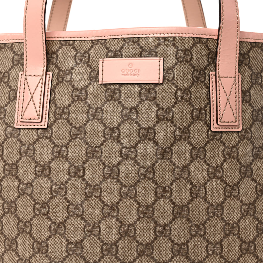 Gucci GG Supreme Monogram Medium Zippered Shopping Tote Pink Image 6