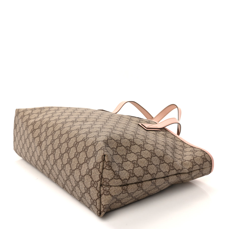 Gucci GG Supreme Monogram Medium Zippered Shopping Tote Pink Image 8