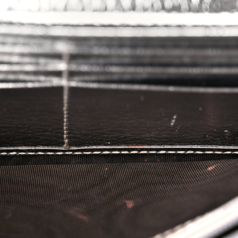 Gucci Metallic Calfskin GG Supreme Monogram Petite GG Marmont Wallet Chain Bag Silver Beige Ebony Image 4