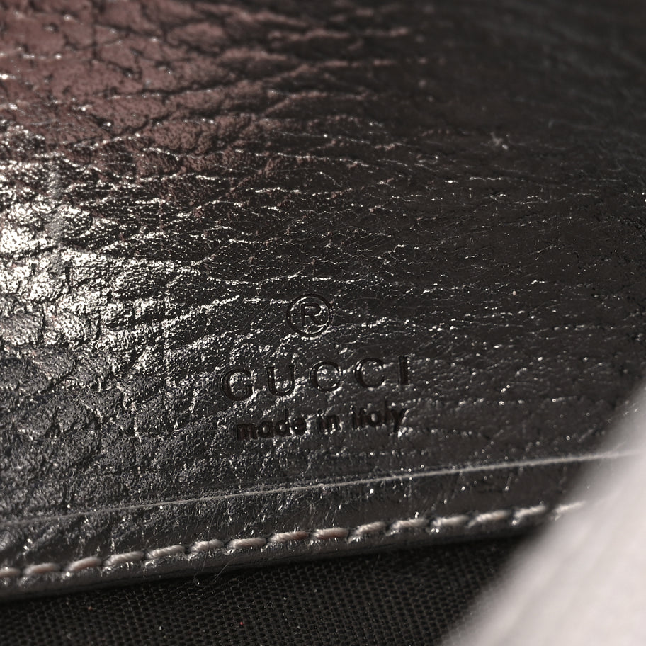 Gucci Metallic Calfskin GG Supreme Monogram Petite GG Marmont Wallet Chain Bag Silver Beige Ebony Image 5
