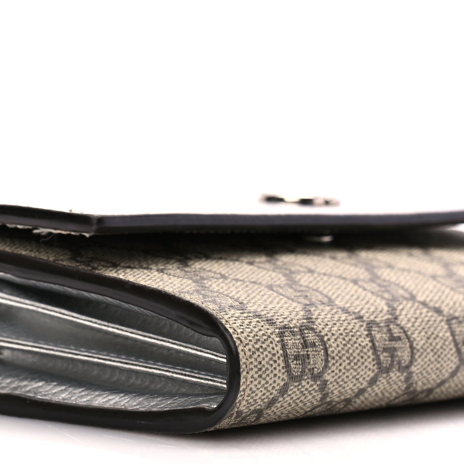 Gucci Metallic Calfskin GG Supreme Monogram Petite GG Marmont Wallet Chain Bag Silver Beige Ebony Image 7