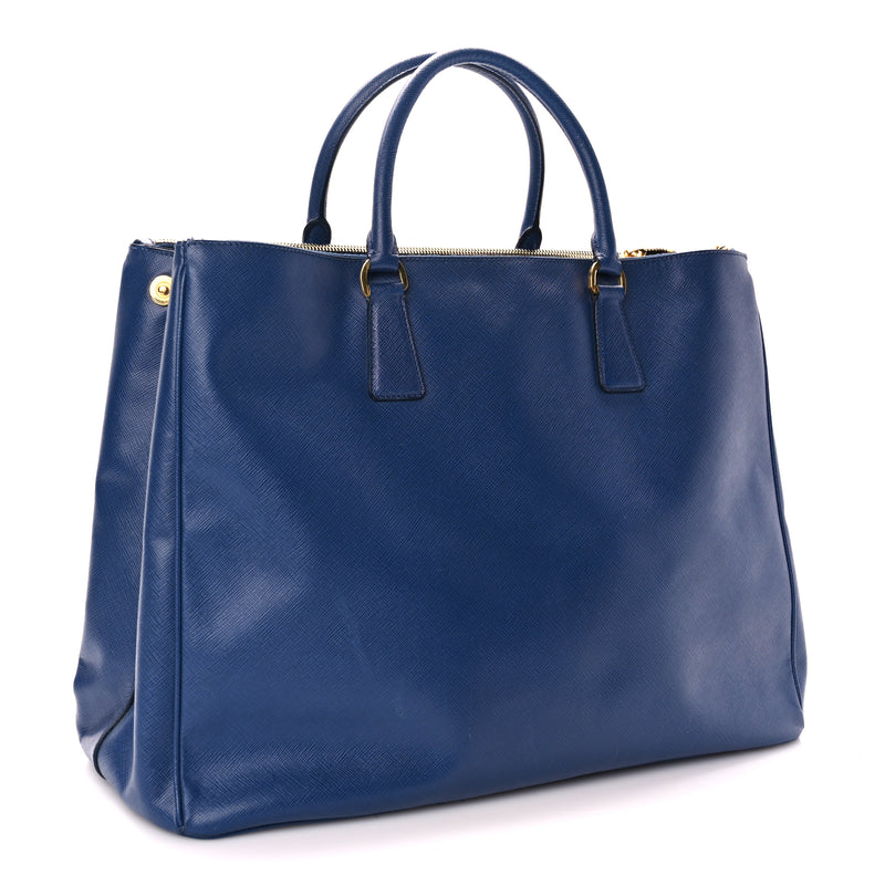  Prada Saffiano Lux Extra Large Galleria Double Zip Tote Bluette