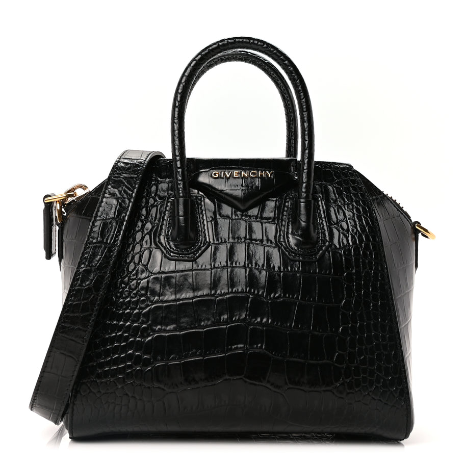 Givenchy Calfskin Crocodile Embossed Mini Antigona Black Image 1
