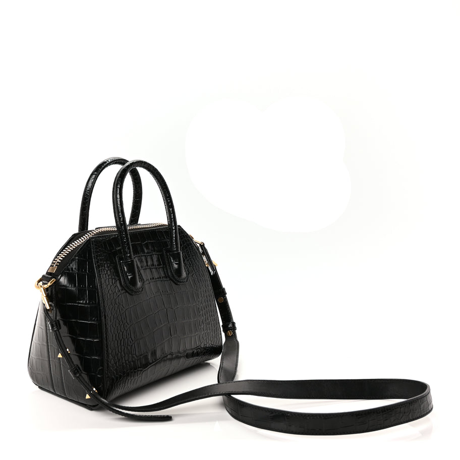 Givenchy Calfskin Crocodile Embossed Mini Antigona Black Image 2