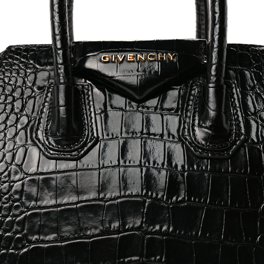 Givenchy Calfskin Crocodile Embossed Mini Antigona Black Image 6