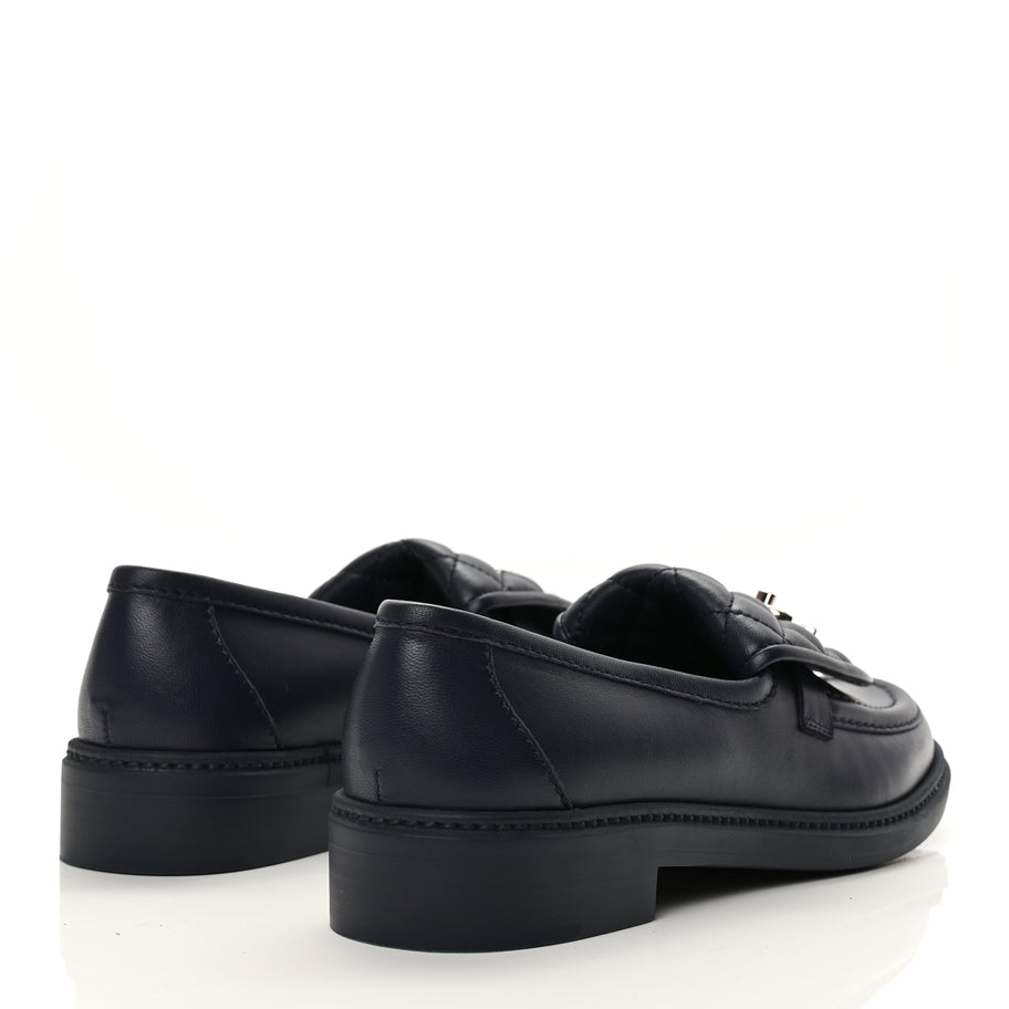 Chanel Lambskin Quilted CC Turnlock Loafers 38.5 Navy Image 5