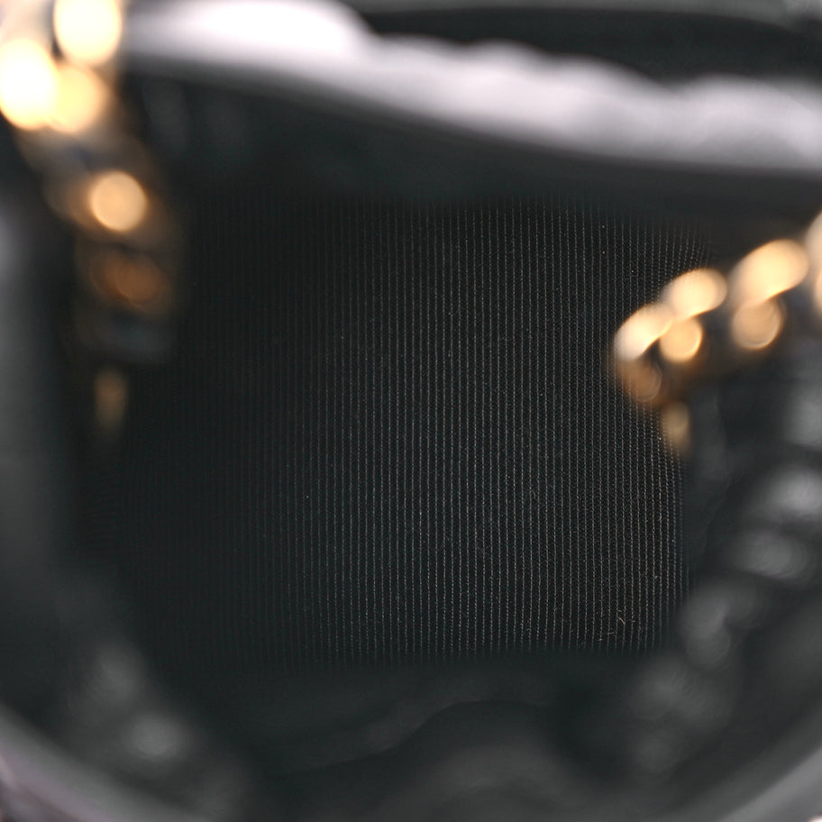 Chanel Calfskin Quilted Mini Drawstring Bucket Bag Black Image 4