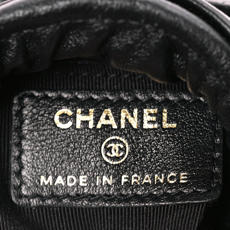 Chanel Calfskin Quilted Mini Drawstring Bucket Bag Black Image 5