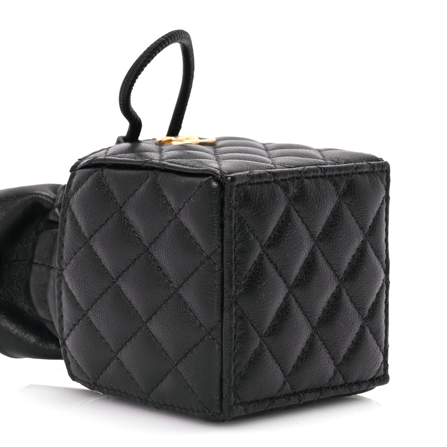 Chanel Calfskin Quilted Mini Drawstring Bucket Bag Black Image 8