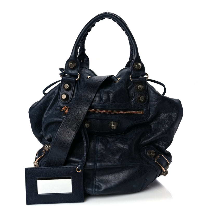  Balenciaga Agneau Giant 21 Rose Gold Hardware Pompon Marine