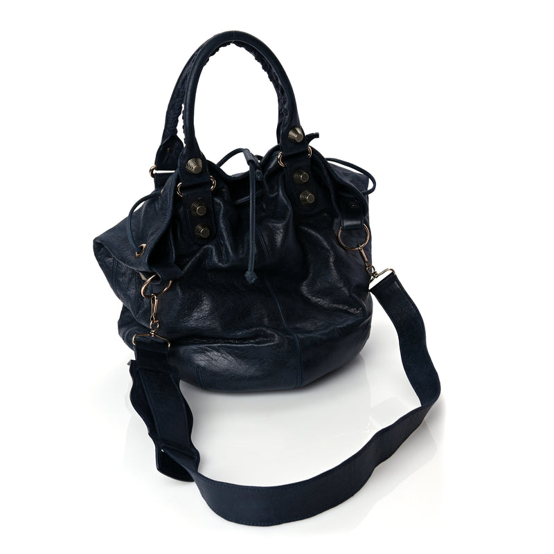  Balenciaga Agneau Giant 21 Rose Gold Hardware Pompon Marine