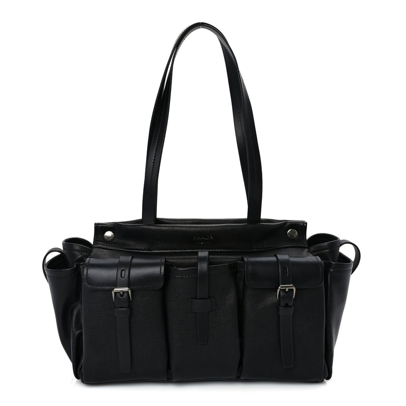  Prada Bufalo Large Route Tote Bag  Black