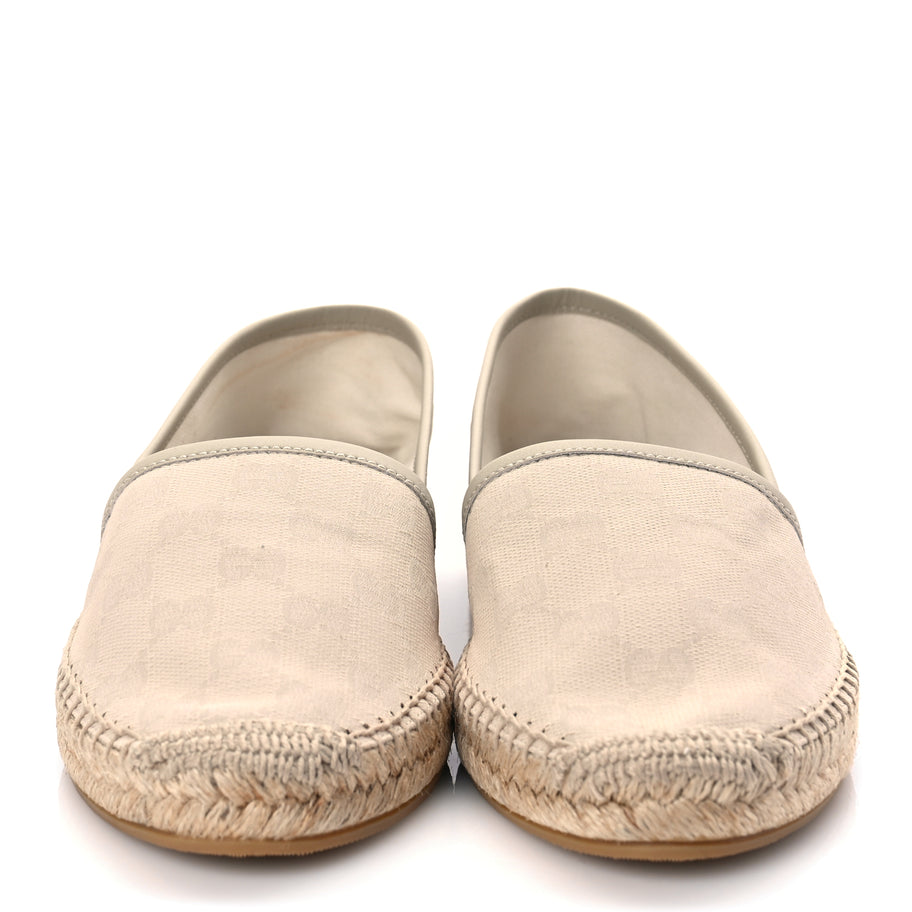 Gucci Washed Cotton Miro Soft Calfskin GG Monogram Espadrilles 38 White Mystic Image 2