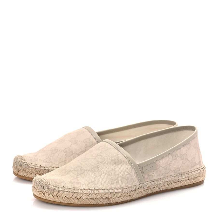 Gucci Washed Cotton Miro Soft Calfskin GG Monogram Espadrilles 38 White Mystic Image 3