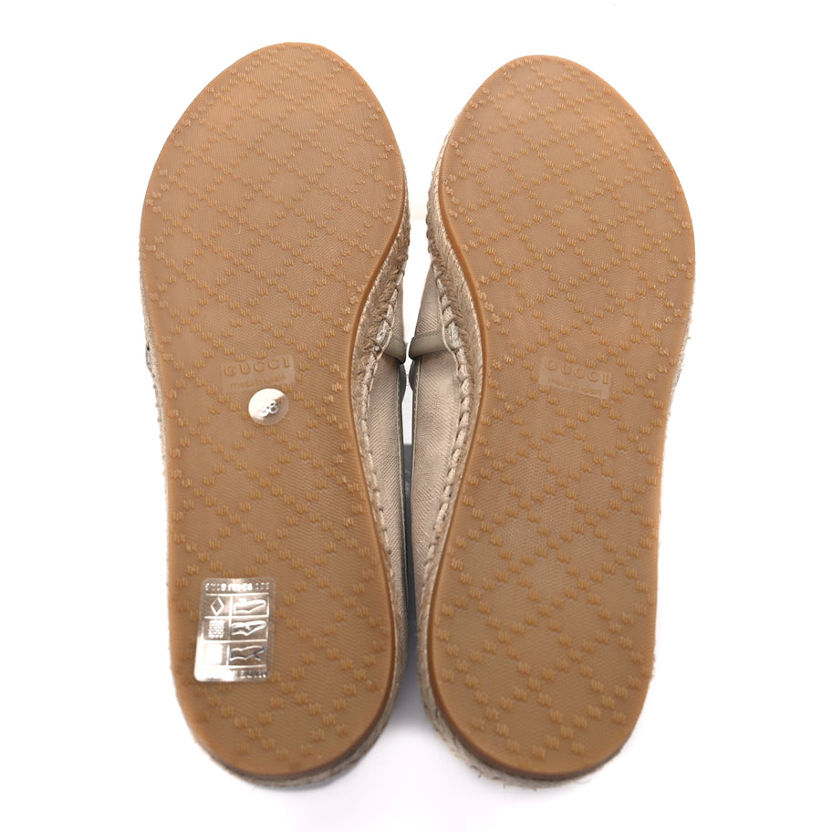 Gucci Washed Cotton Miro Soft Calfskin GG Monogram Espadrilles 38 White Mystic Image 6