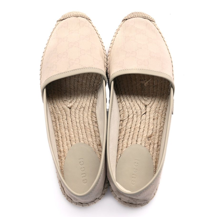 Gucci Washed Cotton Miro Soft Calfskin GG Monogram Espadrilles 38 White Mystic Image 7