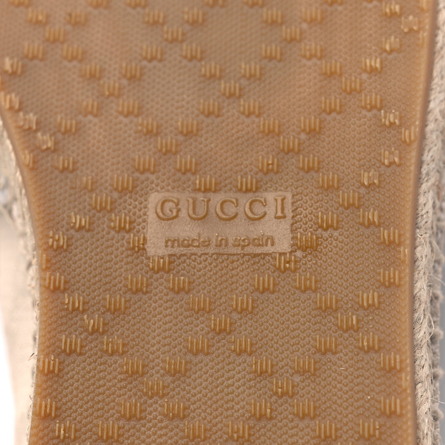 Gucci Washed Cotton Miro Soft Calfskin GG Monogram Espadrilles 38 White Mystic Image 8