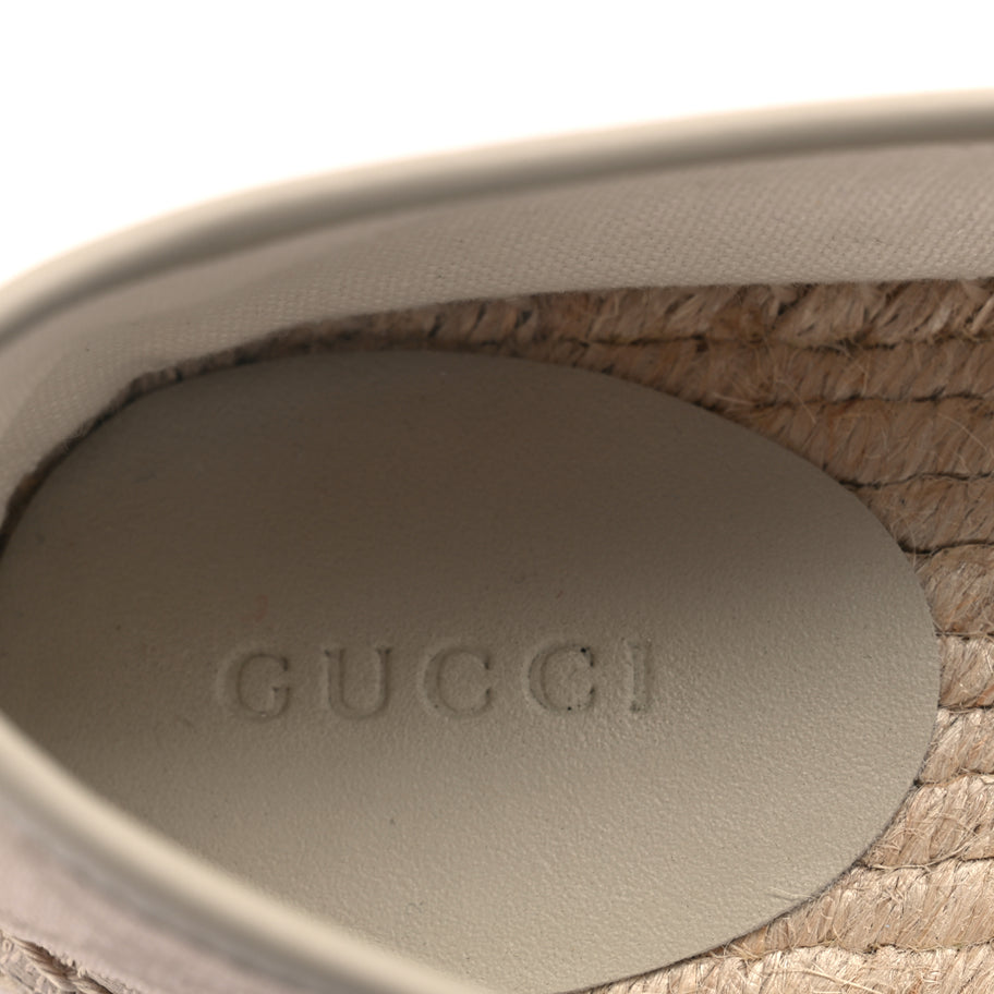 Gucci Washed Cotton Miro Soft Calfskin GG Monogram Espadrilles 38 White Mystic Image 9