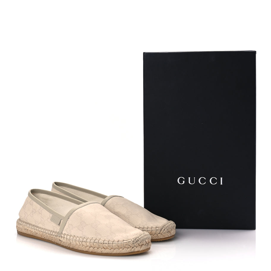 Gucci Washed Cotton Miro Soft Calfskin GG Monogram Espadrilles 38 White Mystic Image 10