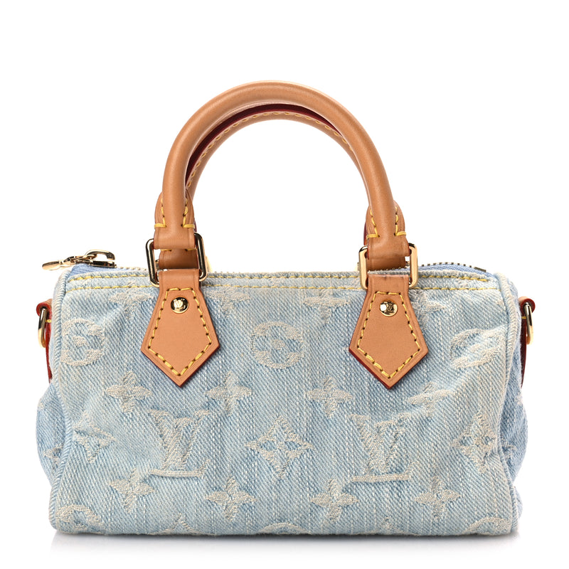  Louis Vuitton Monogram Denim Nano Speedy Sky Blue