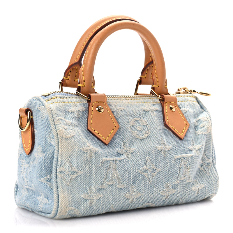  Louis Vuitton Monogram Denim Nano Speedy Sky Blue