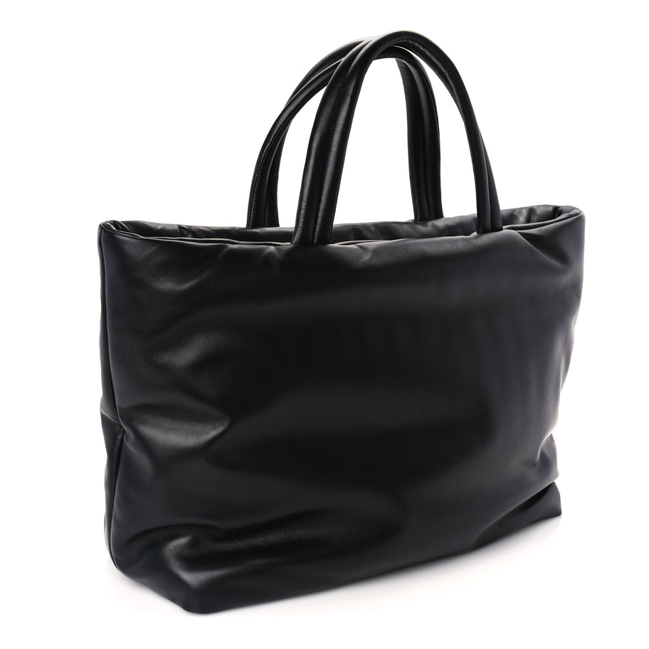 Saint Laurent Lambskin Wide Puffer Tote  Black Image 2