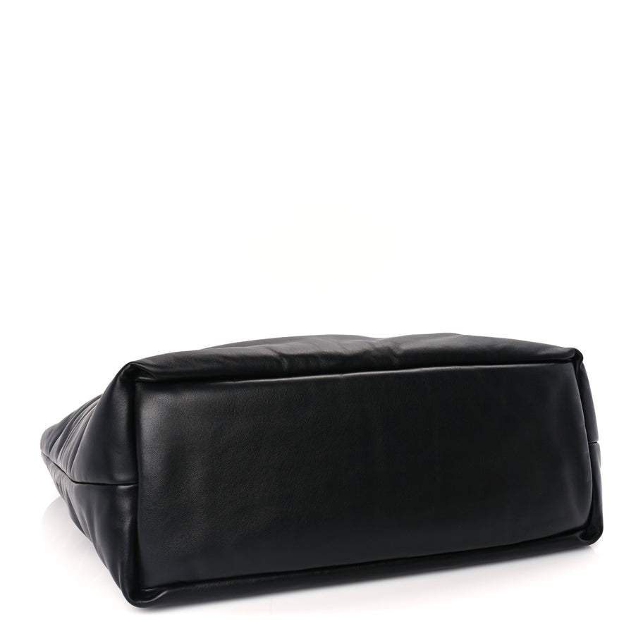 Saint Laurent Lambskin Wide Puffer Tote  Black Image 3