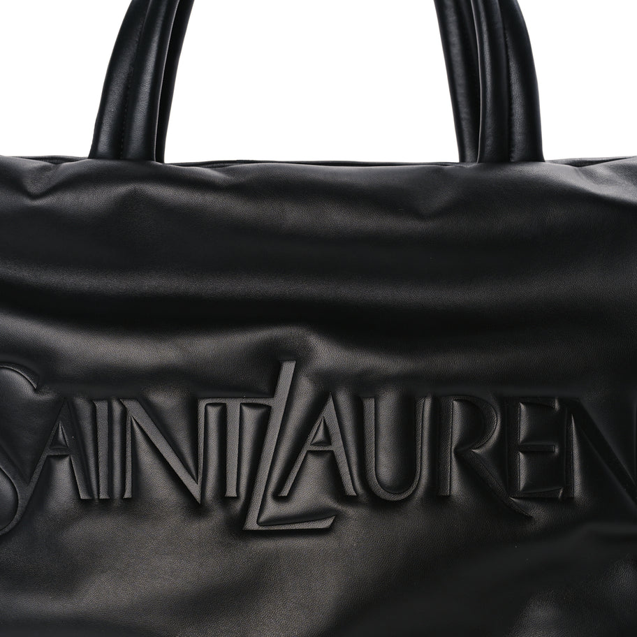 Saint Laurent Lambskin Wide Puffer Tote  Black Image 6