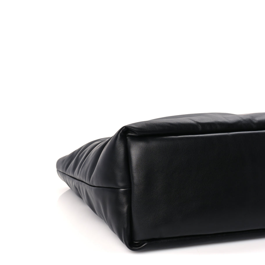 Saint Laurent Lambskin Wide Puffer Tote  Black Image 7