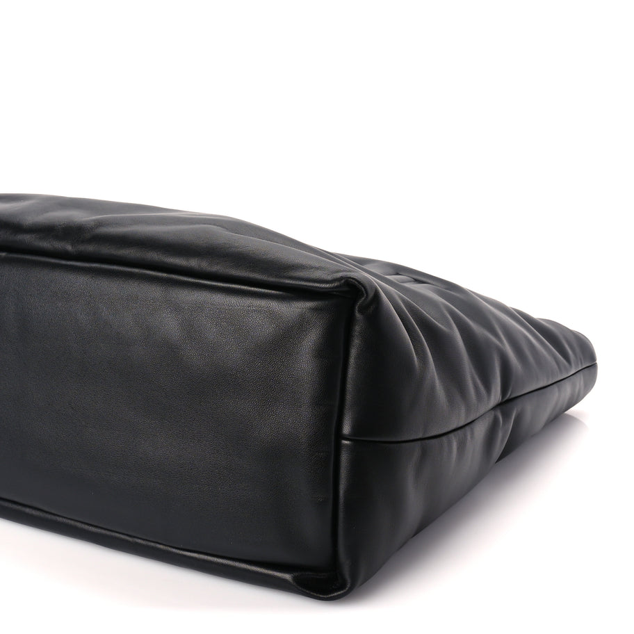 Saint Laurent Lambskin Wide Puffer Tote  Black Image 8