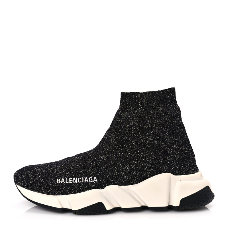  Balenciaga Knit Metal Womens Speed Sneakers 35 Black