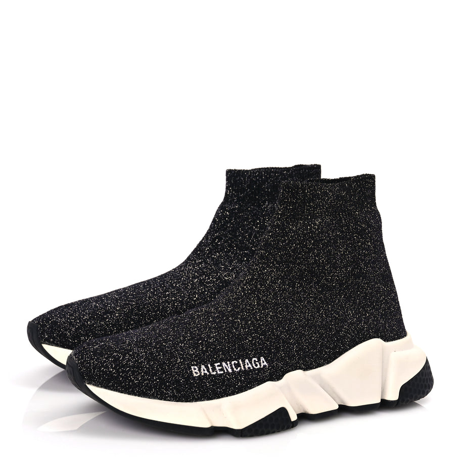 Balenciaga Knit Metal Womens Speed Sneakers 35 Black Image 4