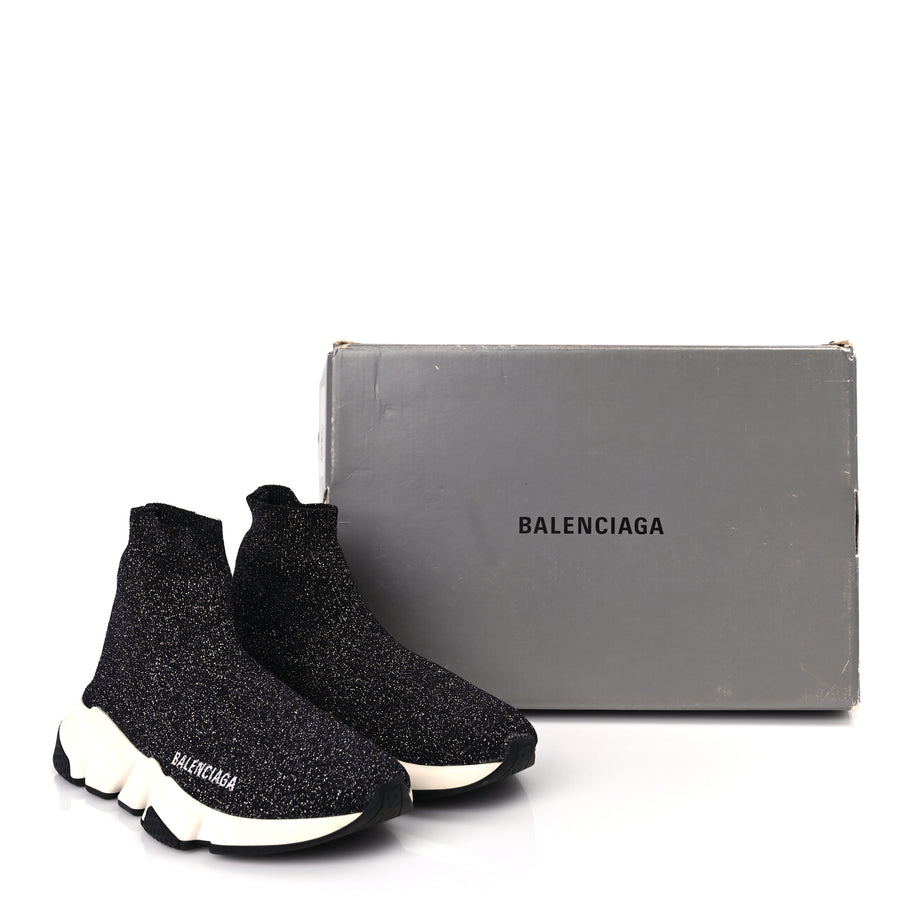 Balenciaga Knit Metal Womens Speed Sneakers 35 Black Image 8