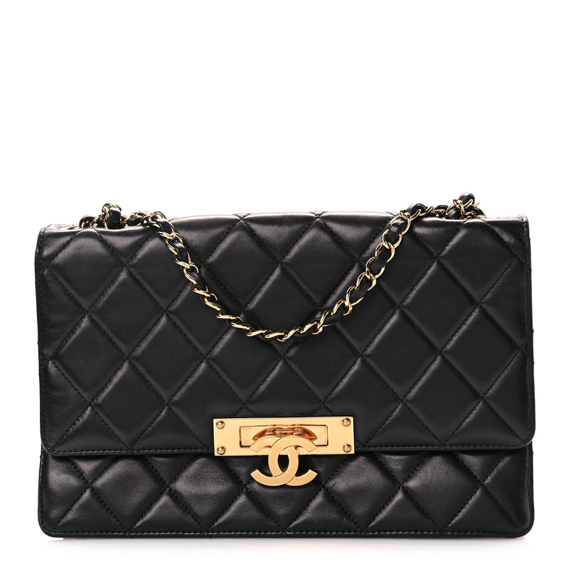  Chanel Lambskin Quilted Large Golden Class Flap Black