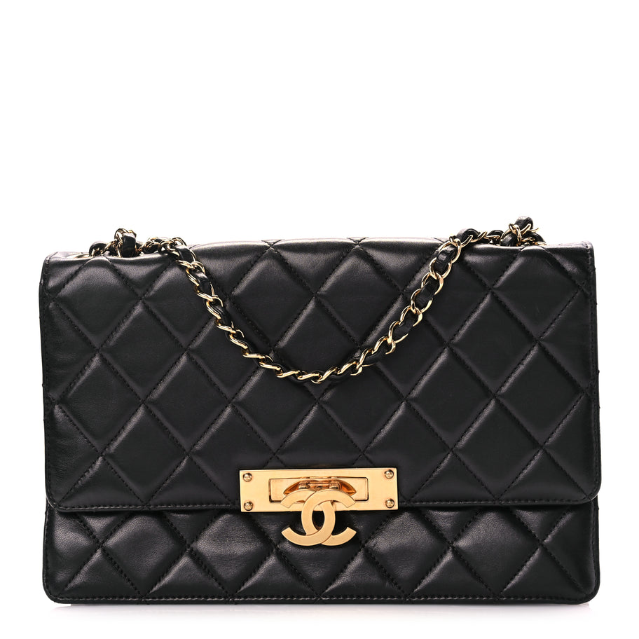Chanel Lambskin Quilted Large Golden Class Flap Black Image 1