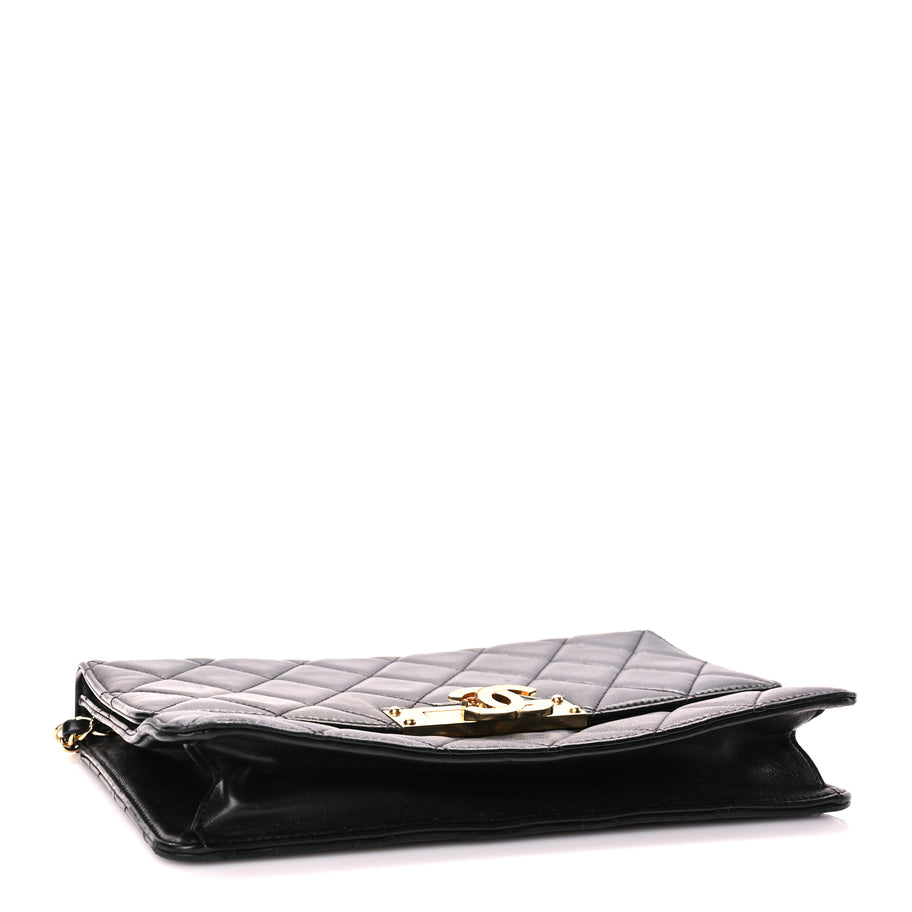 Chanel Lambskin Quilted Large Golden Class Flap Black Image 3