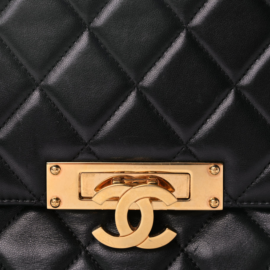 Chanel Lambskin Quilted Large Golden Class Flap Black Image 9