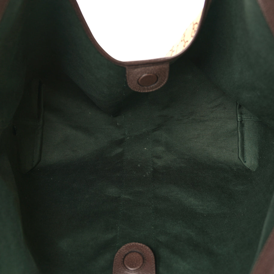 Gucci GG Supreme Monogram Web Large Giglio Tote Beige Dark Brown Image 5