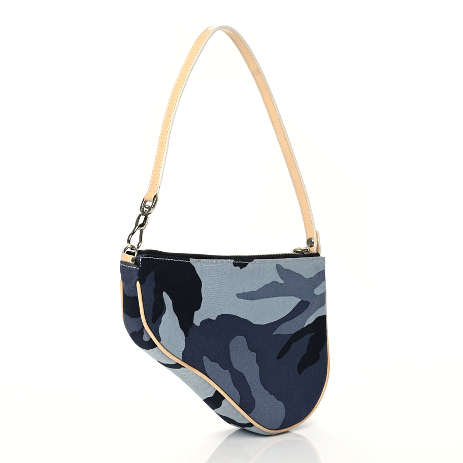 Christian Dior Canvas Camouflage Mini Saddle Pochette Blue Image 2